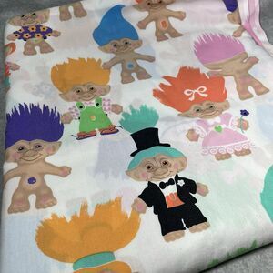 VTG Ace Treasure Trolls Dolls Twin Flat Sheet 1992‎ Retro Cutter Fabric Crafters